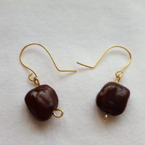 Raw Tamarind Seeds Natural Handmade Hanging Wire Earrings