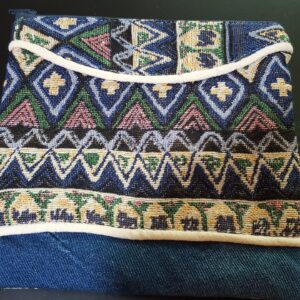 African Print, Abstract Pattern, Pouch With Cream Cord Trimmed