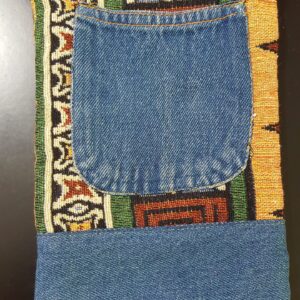 Mixed African and Demin Pockets Hand Pouch
