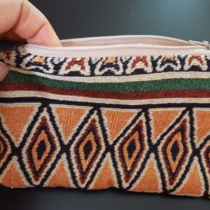 078 African Print and Denim Hand Pouch