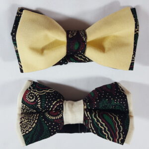 Abstract Pattern and Plain Cream Print Bow-Ties (Bundle Sale)