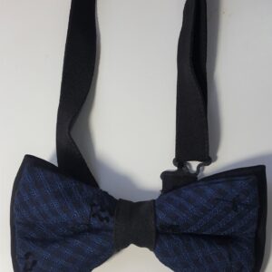 Dark-Blue and Black Checkered Adjustable Bow-tie