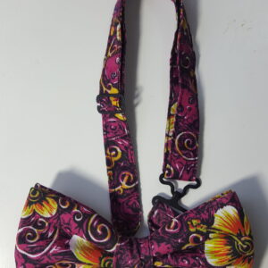 Abstract Floral Burgundy and Multicolor Pattern Adjustable, Bow-tie