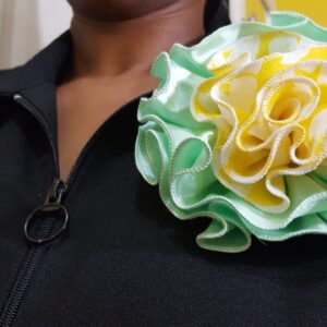 Satin Green and Yellow Rosette