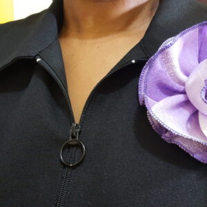 Purple and White Rosette Broach