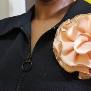 Light Peach Rosette Broach With Dark Peach Edge Thread Trimming