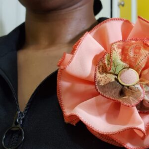 Rosette Broach With Abstract Pattern Center
