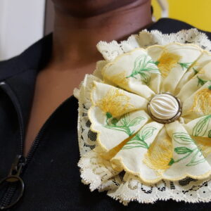 20230823_174026 Yellow and Green Embroidery Decorated Rosette