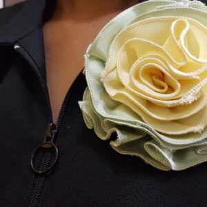 20230823_175336 Lime Green Rosette Broach With Lemmon Color Center