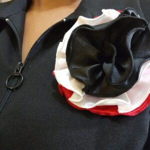 Red, White and Black Rosette Broach