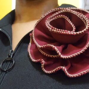 Soft Satin Rosette Broach - (Burgundy)