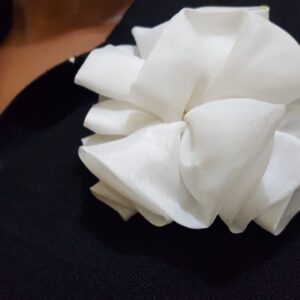 Soft Satin Rosette Broach - (White)