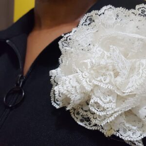 White Lace Broach Rosette