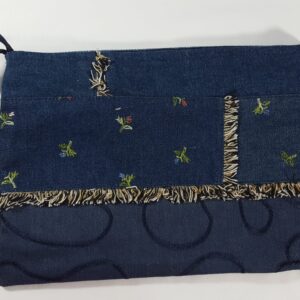 A Dark Blue Large Denim Pouch - With Hand Strap