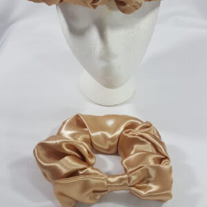 Rich Cream Satin Head Band With Matching Scrunchie Set