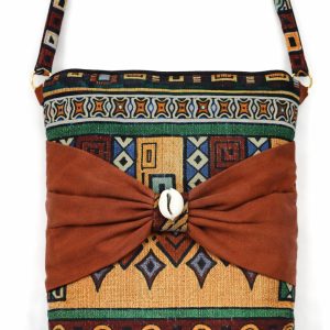 Abstract Multicolored African Print Bag With Big Stylish Bow