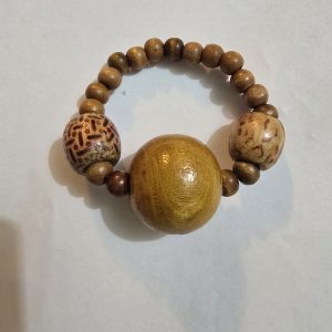 Wooden Beaded Bracelet/Wrist Band With Statement Big Bead