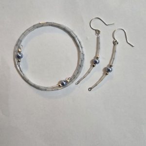 Beaded Bracelet/Wrist Band and Matching Earrings