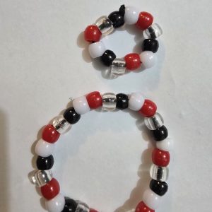 Multicolored Elastic Beaded Bracelet/Wrist Band and Ring